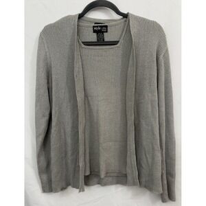 Style & Co 2 PC Womens Sweater‎ Set Cardigan Tank Size M  Holiday Silver Sparkle